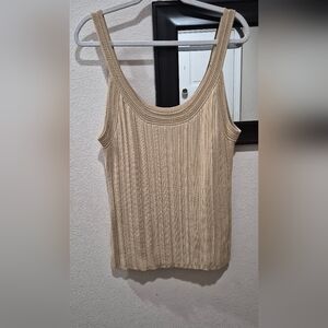 WHBM Outlet Ribbed Knit Tank Top – Irish Cream – Size XL – Stretchy Neutral Stap